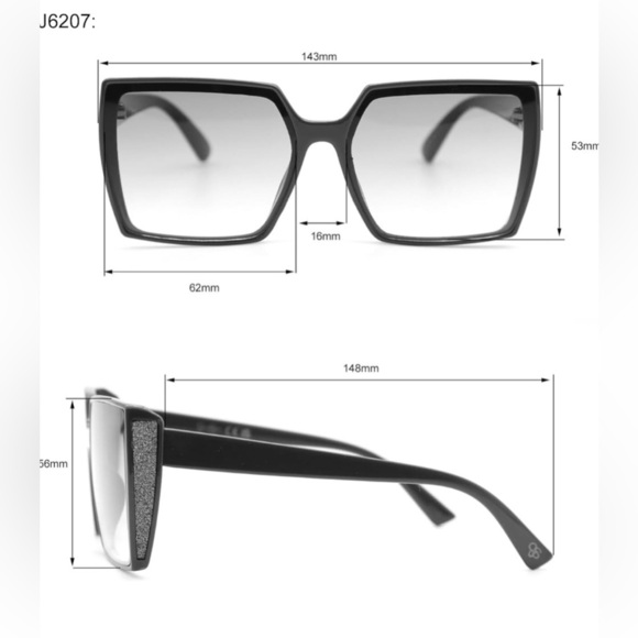 Jessica Simpson J6207 white‎ glamourous silver sparkle Square UV400 Sunglasses